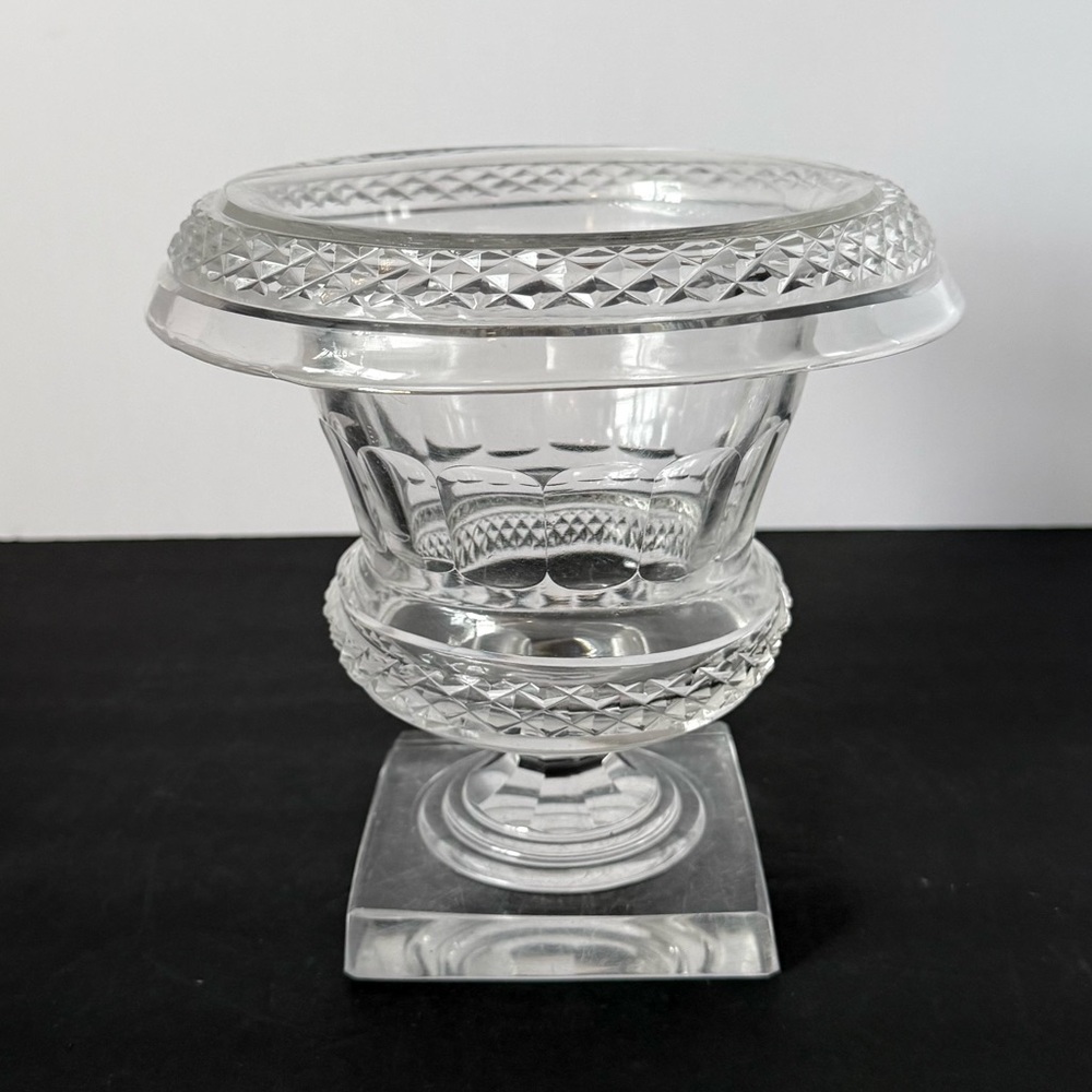 Anglo-Irish Glass Fold-Over Rim Centerpiece Bowl Vase, late 1800s- early 1900s